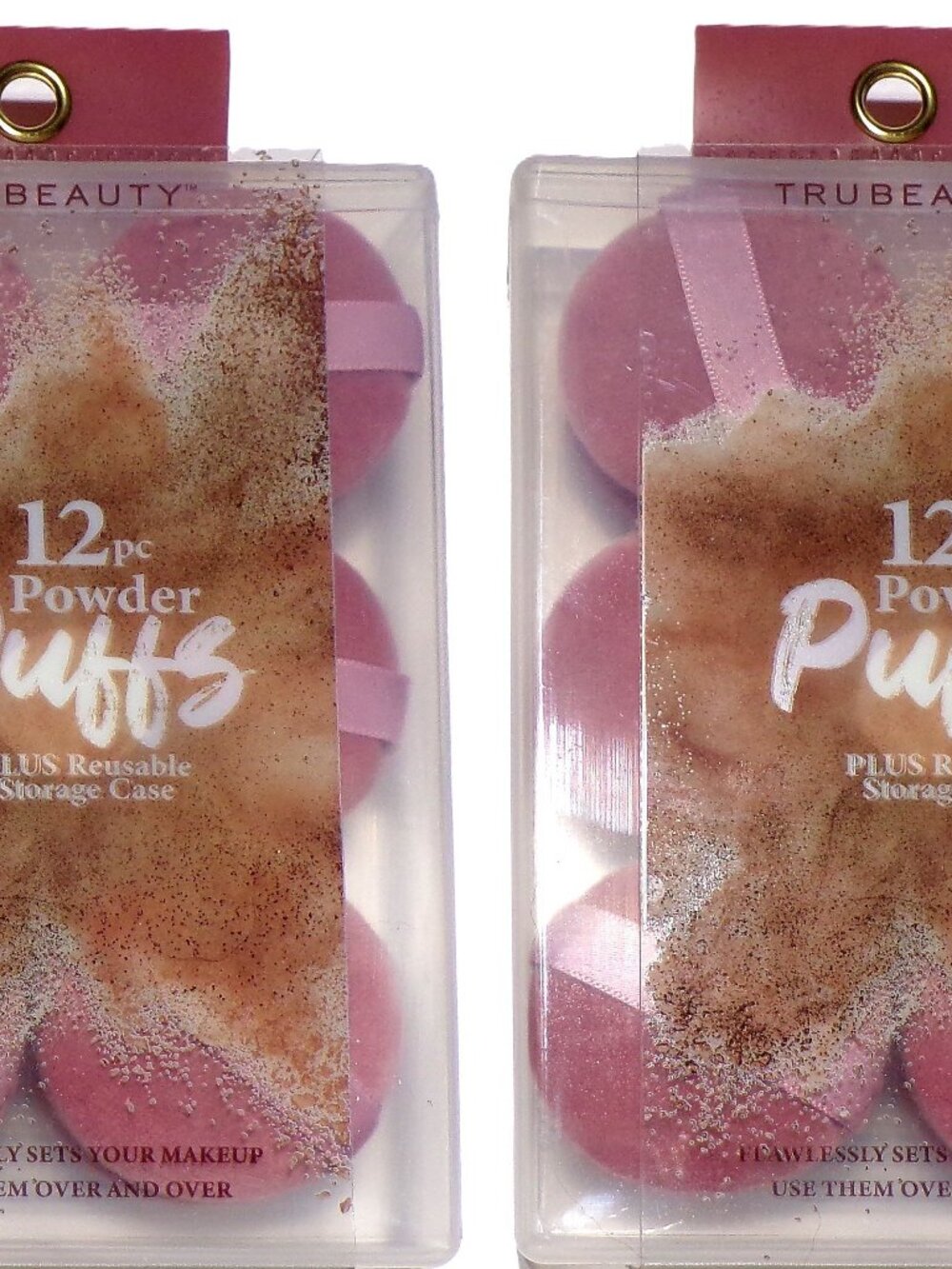 TruBeauty Makeup Powder Puffs 12 Pc Mauve For Face Plus Reusable (Set of 2)